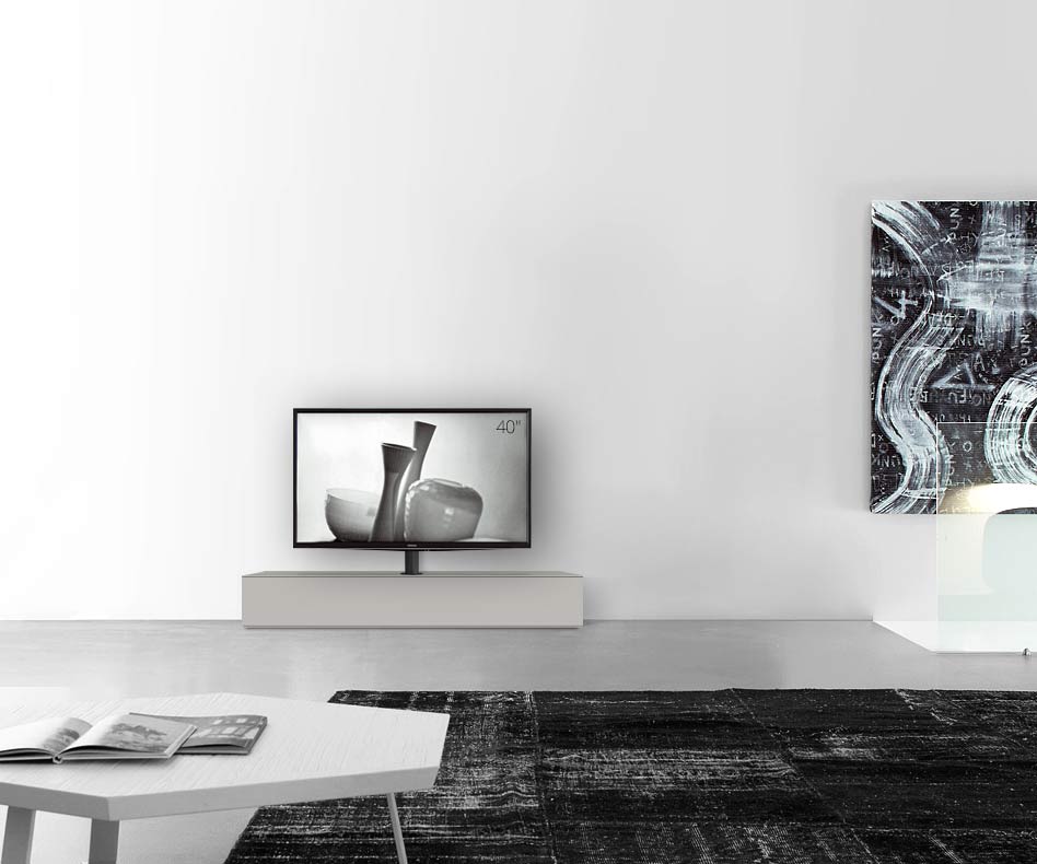 Design lowboard configurator met TV-bevestiging basis breedte 150 25,5 45 midden mat lichtgrijs