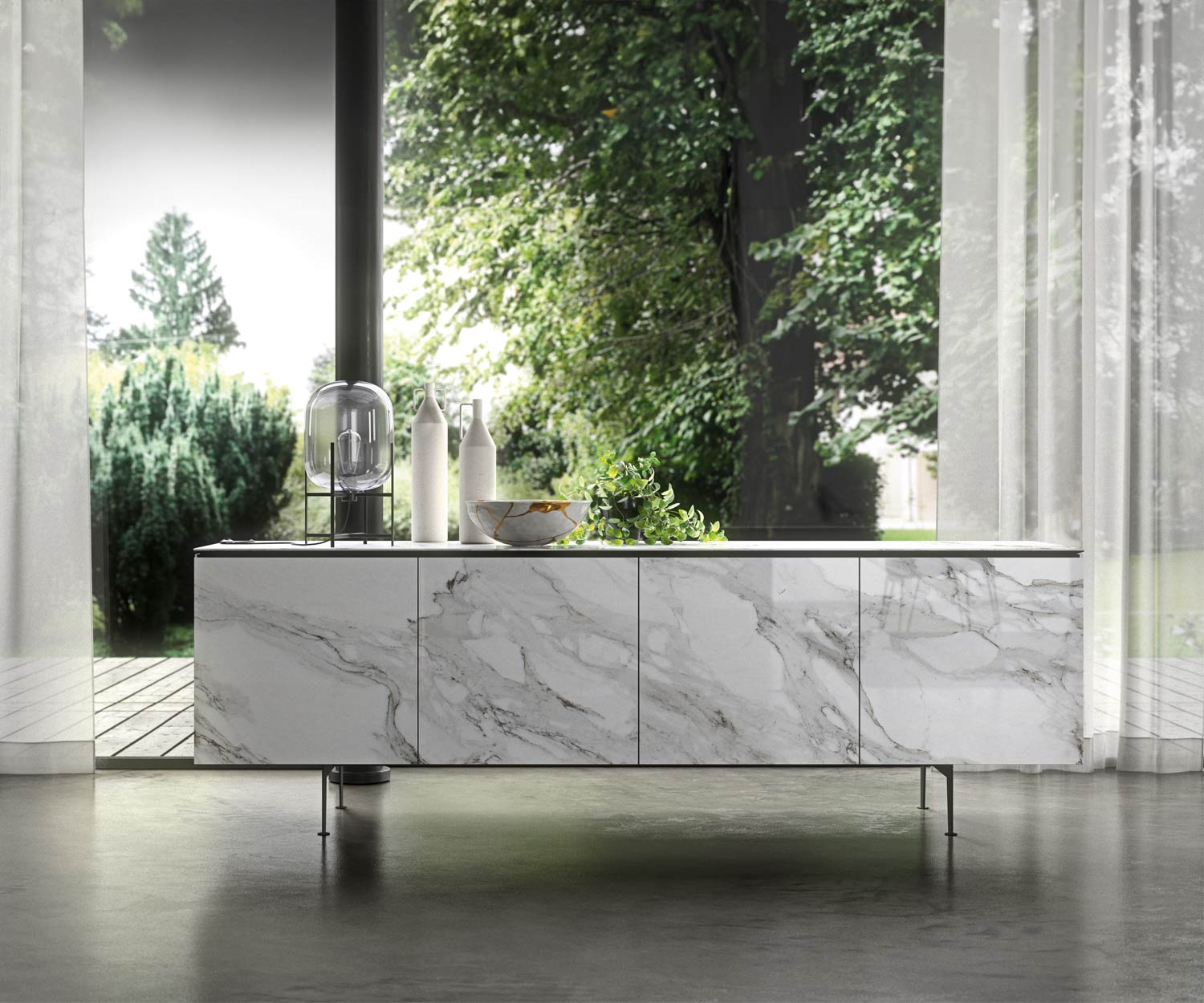 Buffet design de haute qualité sur pieds 210 cm Buffet design de haute qualité sur pieds 210 cm