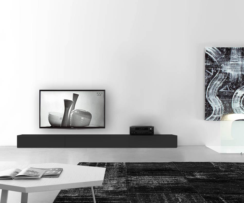 /Design Lowboard Fond L300 H27 noir mat /Design Lowboard Fond L300 H27 noir mat