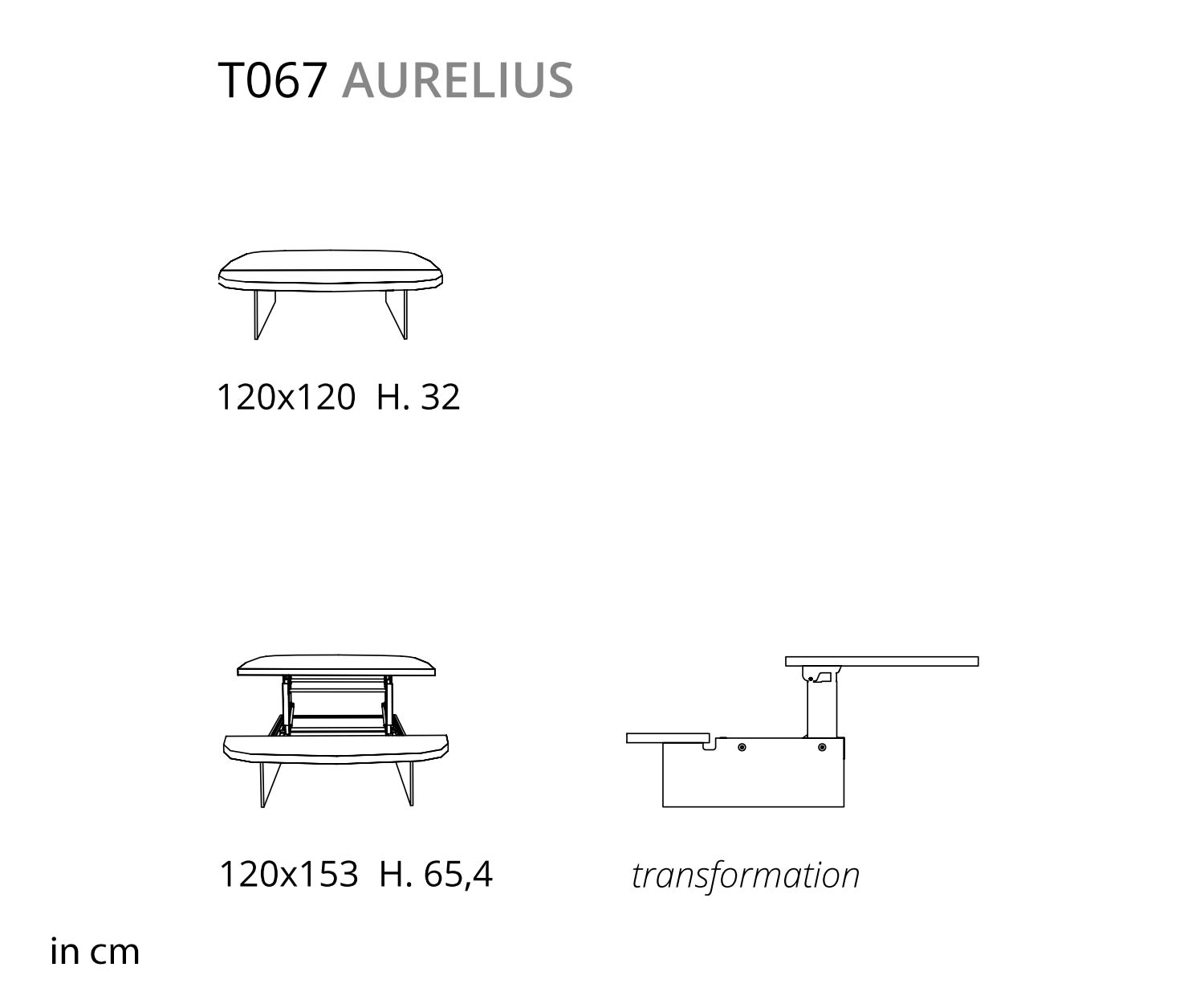 Ozzio Aurelius T067 Salontafel glas hout hoogte verstelbaar