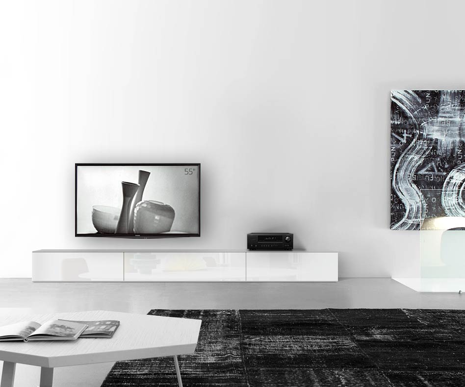 /Design Lowboard Fond L300 H35 blanc brillant /Design Lowboard Fond L300 H35 blanc brillant