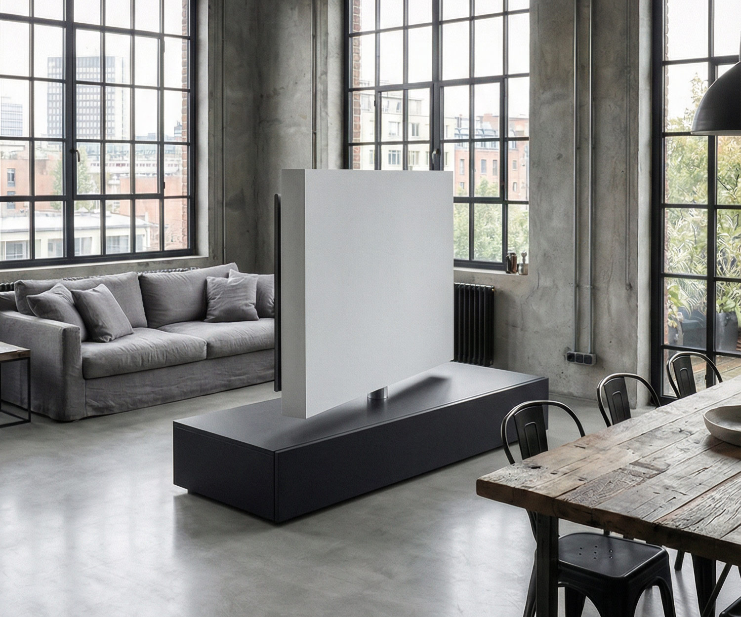 Livitalia Roto lowboard ruimteverdeler met draaibaar TV-paneel