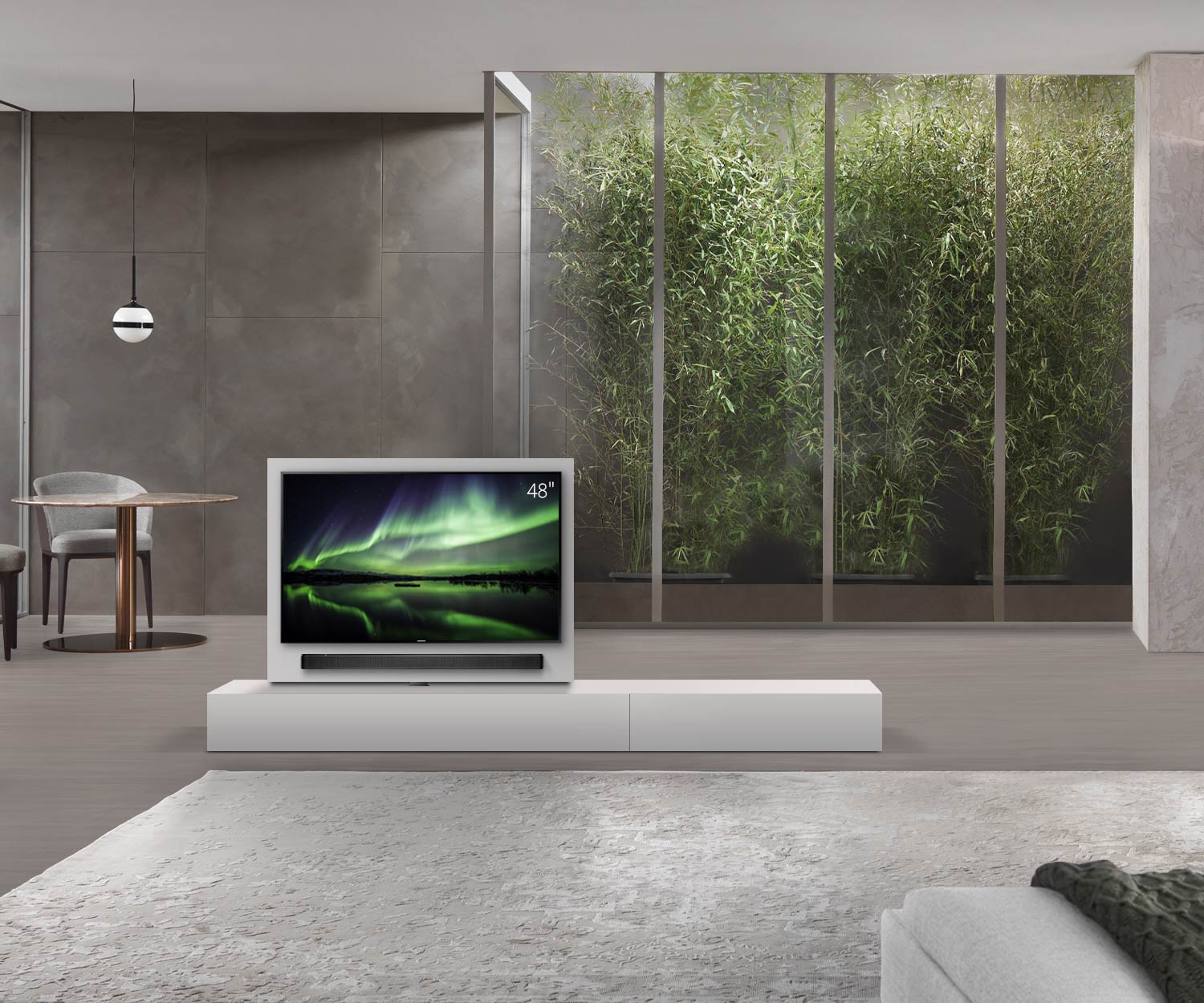 Livitalia Roto design lowboard ruimteverdeler met draaibaar TV-paneel B150 50 H25 D56 ArticoM B90re oBox Livitalia Roto design lowboard ruimteverdeler met draaibaar TV-paneel B150 50 H25 D56 ArticoM B90re oBox