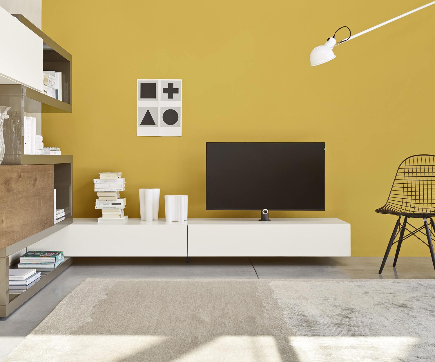 Modern Livitalia Design Vesa design lowboard in wit TV-meubel met TV-bevestiging Modern Livitalia Design Vesa design lowboard in wit TV-meubel met TV-bevestiging