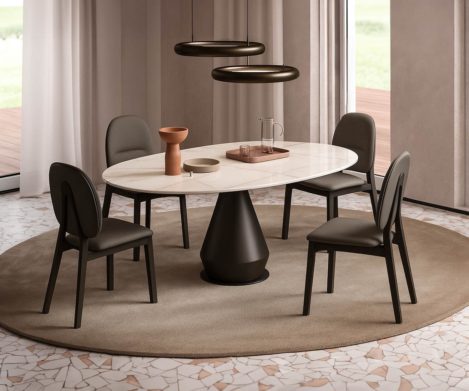 Ozzio Lycos eettafel rond uitschuifbaar