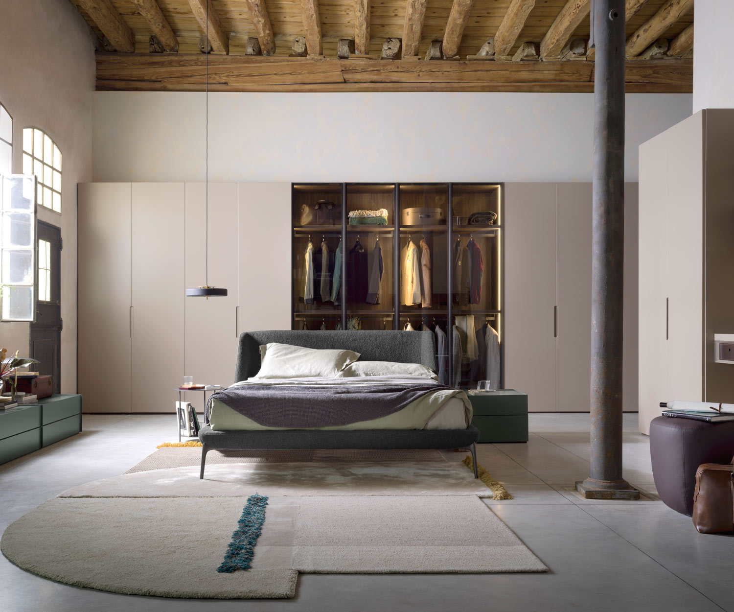 Hoogwaardig design bed Novamobili Fluweel in de slaapkamer grijze stoffen overtrek