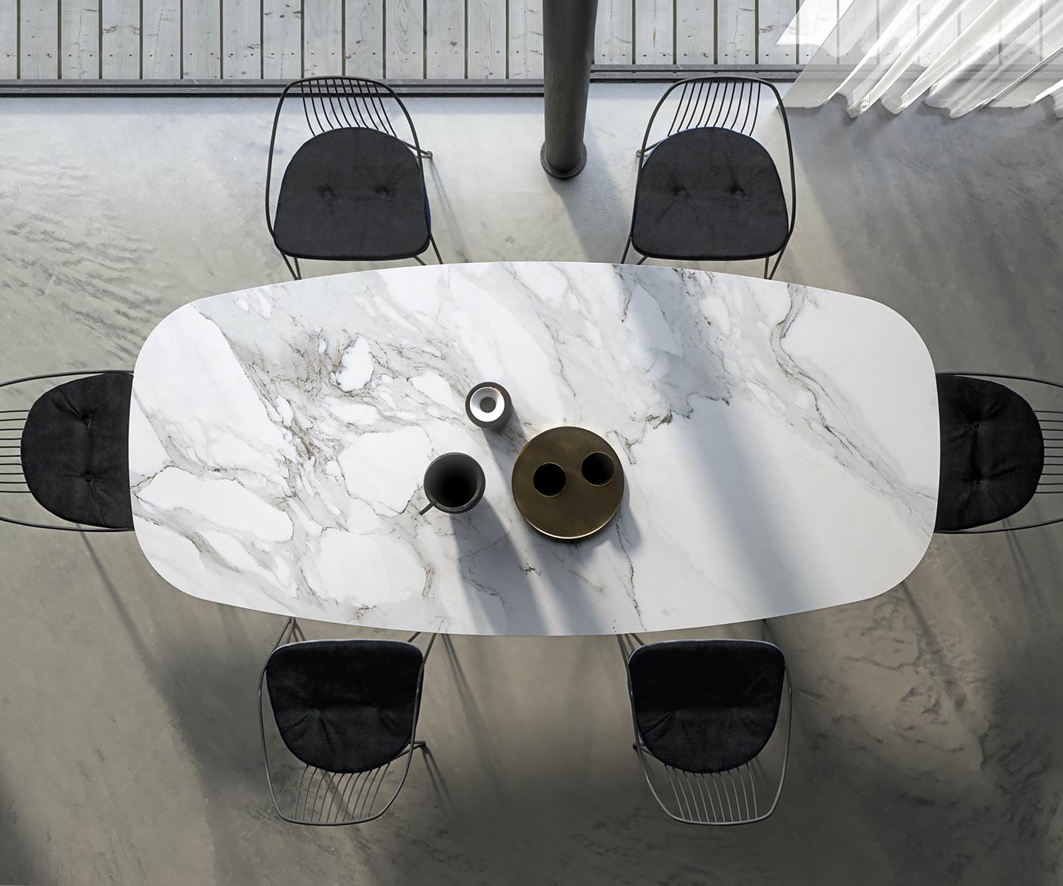 Hoogwaardige design eettafel tafelblad Calacatta glas keramiek van boven Hoogwaardige design eettafel tafelblad Calacatta glas keramiek van boven