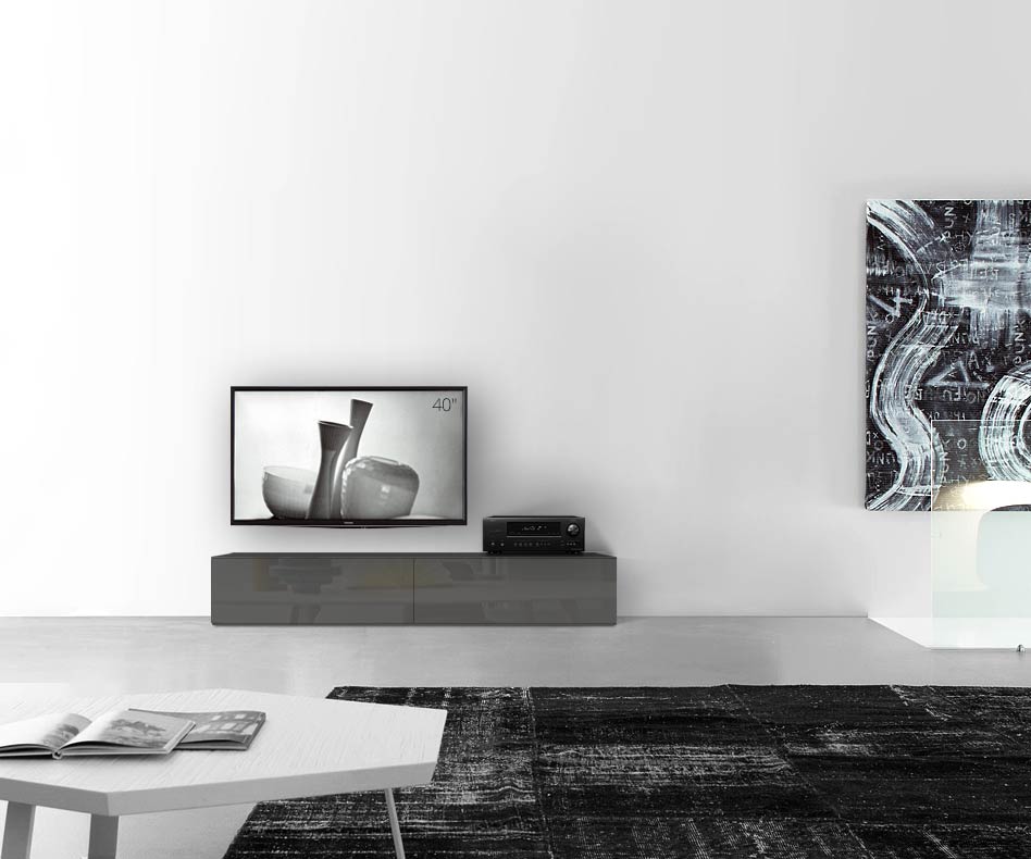 /Design Lowboard sol L180 H35 brillant gris foncé /Design Lowboard sol L180 H35 brillant gris foncé