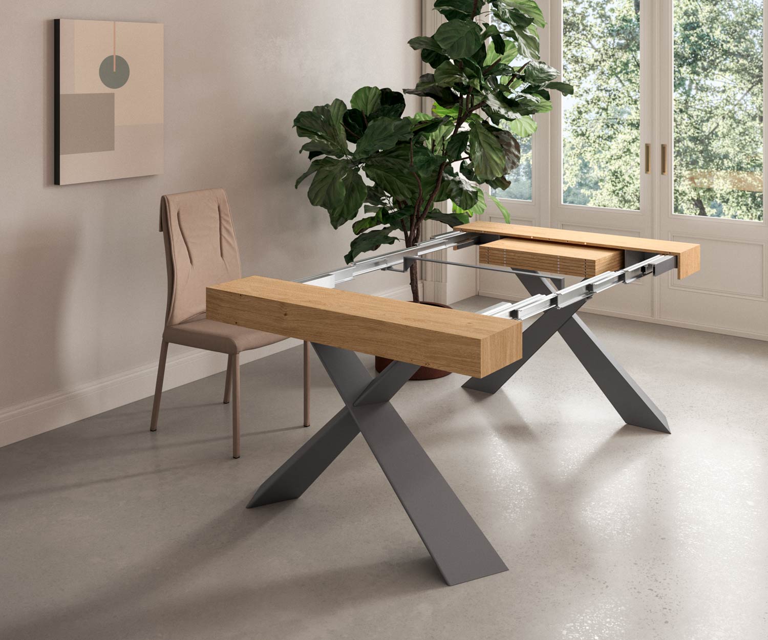 Ozzio_Design bois métal console T024  Ozzio_Design bois métal console T024