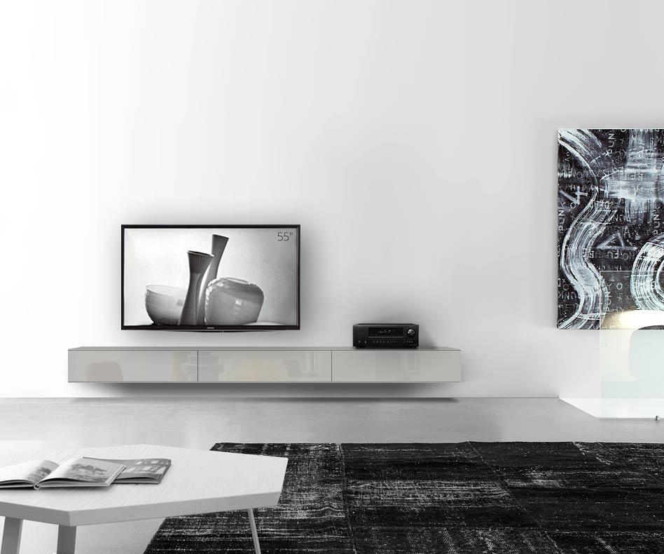 /Design lowboard wand B270 H25 5 glans lichtgrijs
