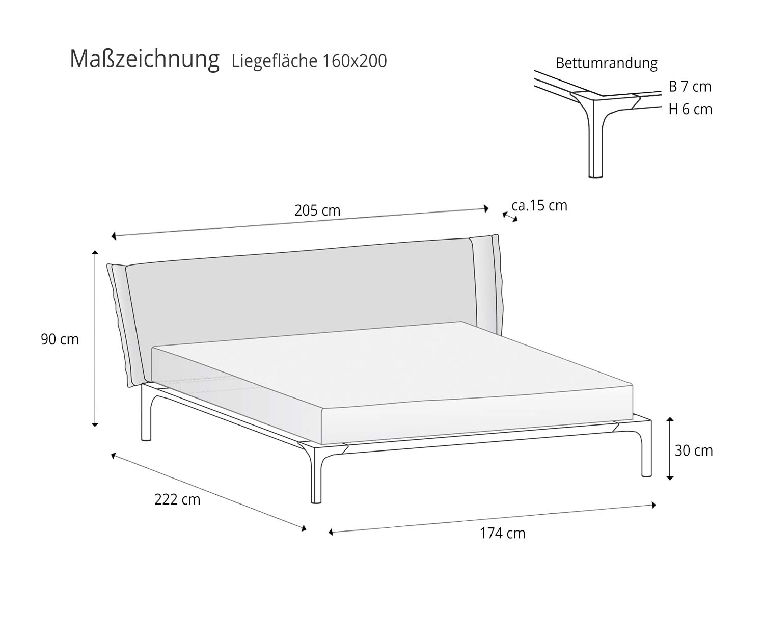 Park design bed van Novamobili Sketch voor de matrasbodem 160x200 cm