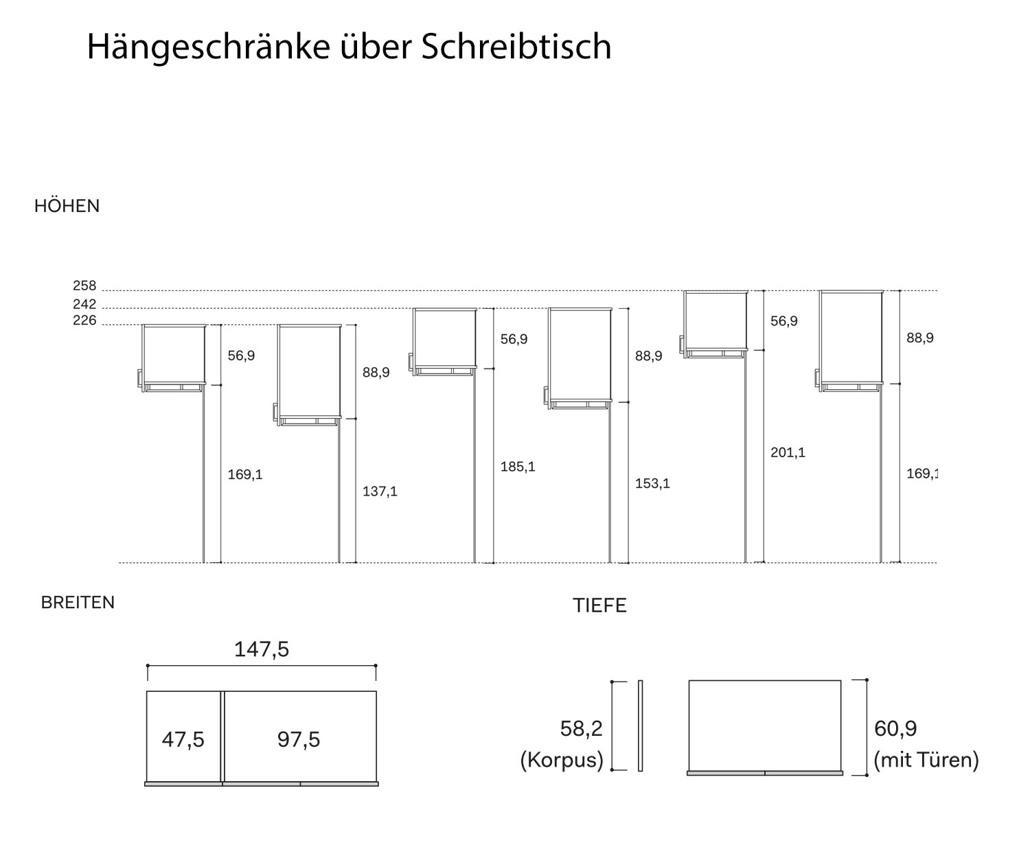 Kledingkast met bureau Schets bovenkasten boven bureau Kledingkast met bureau Schets bovenkasten boven bureau