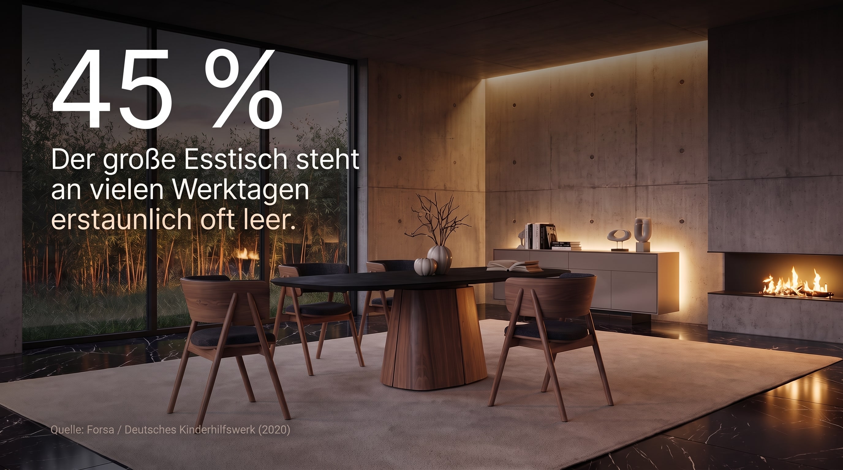 45 % – La grande table à manger est étonnamment souvent vide de nombreux jours ouvrables.