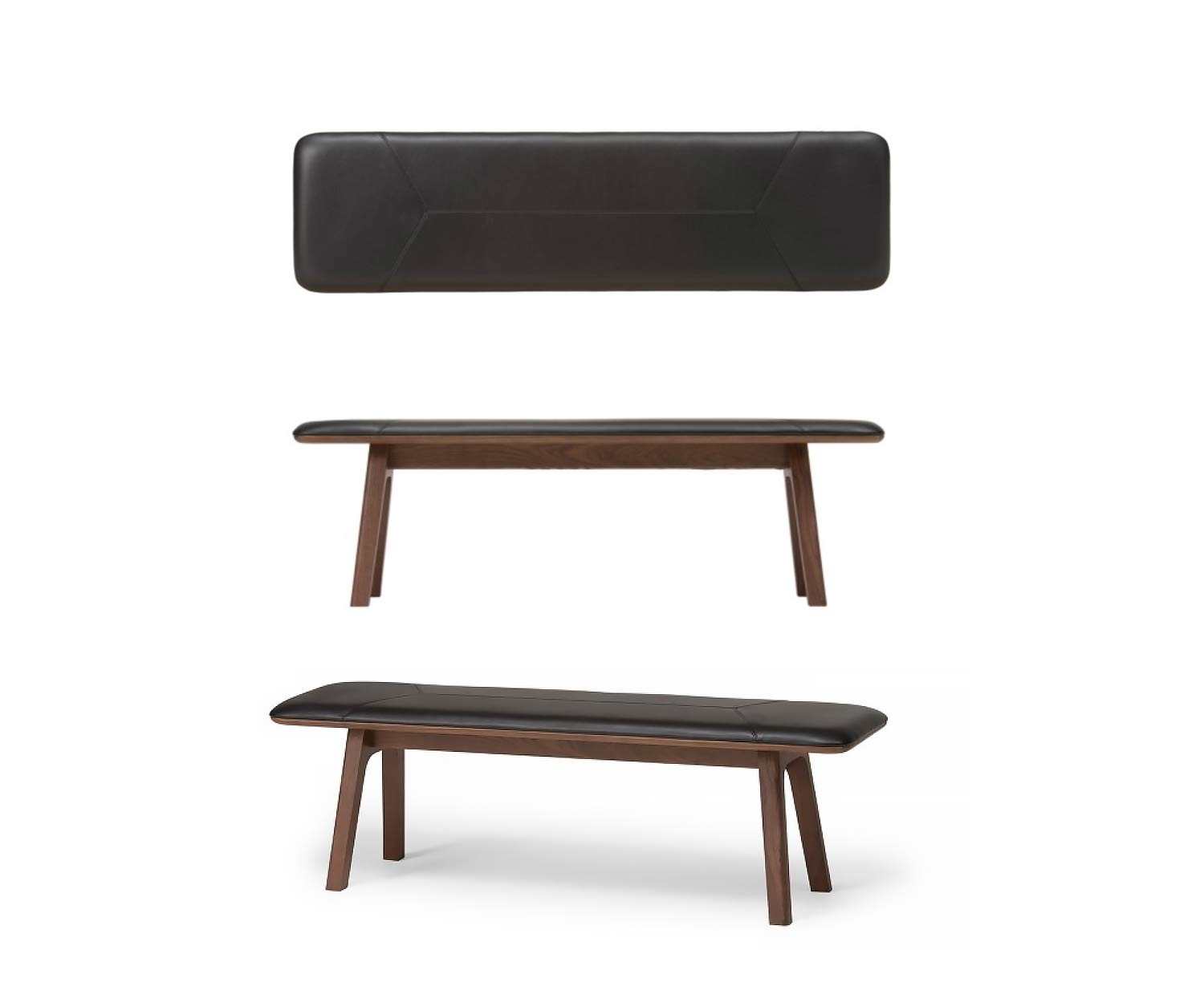 Conde House Banc Ten Design en noyer rembourré de cuir noir Conde House Banc Ten Design en noyer rembourré de cuir noir