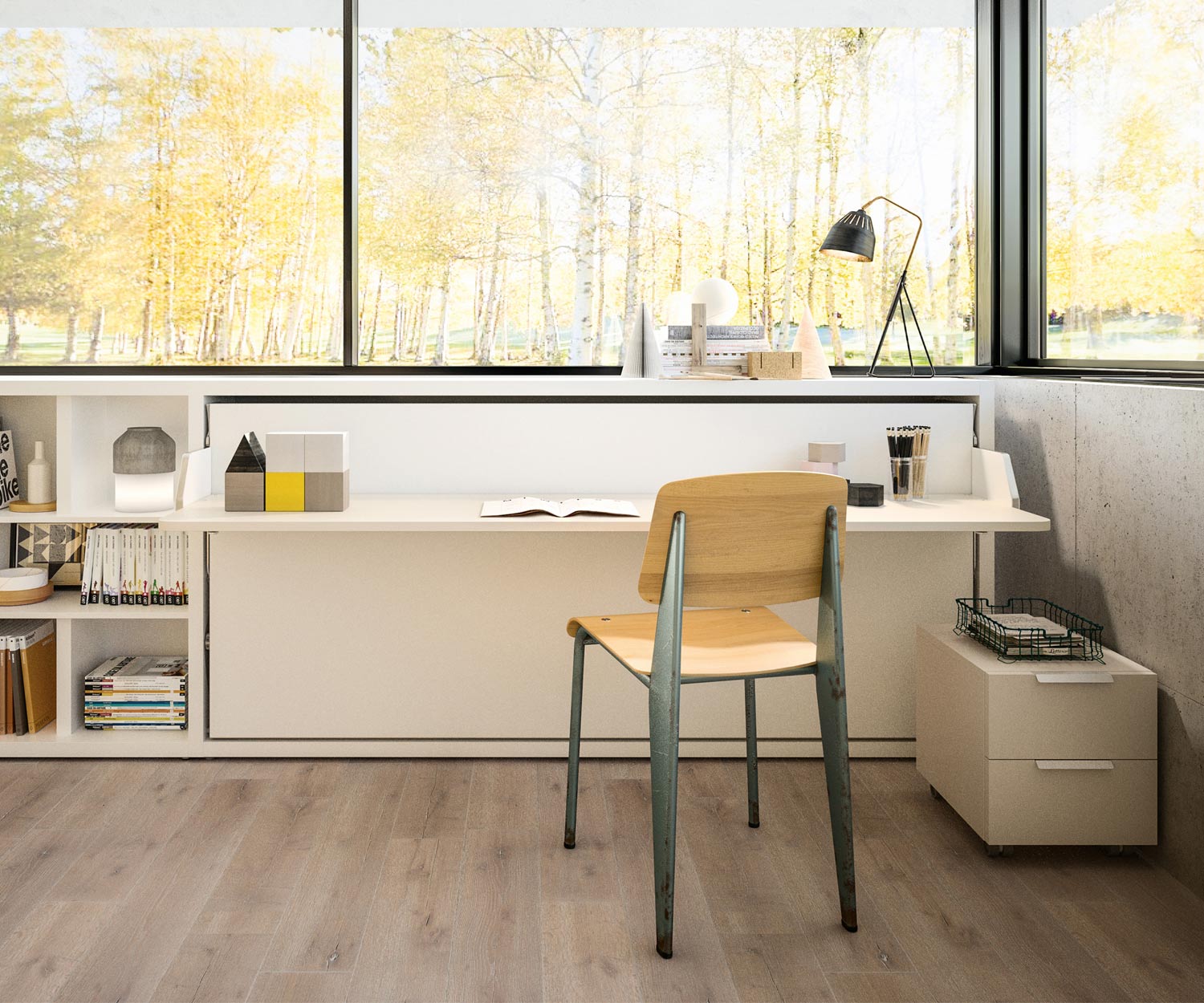 Exclusief Clei Kali 90/120 Board Design Murphy bed met bureau Exclusief Clei Kali 90/120 Board Design Murphy bed met bureau