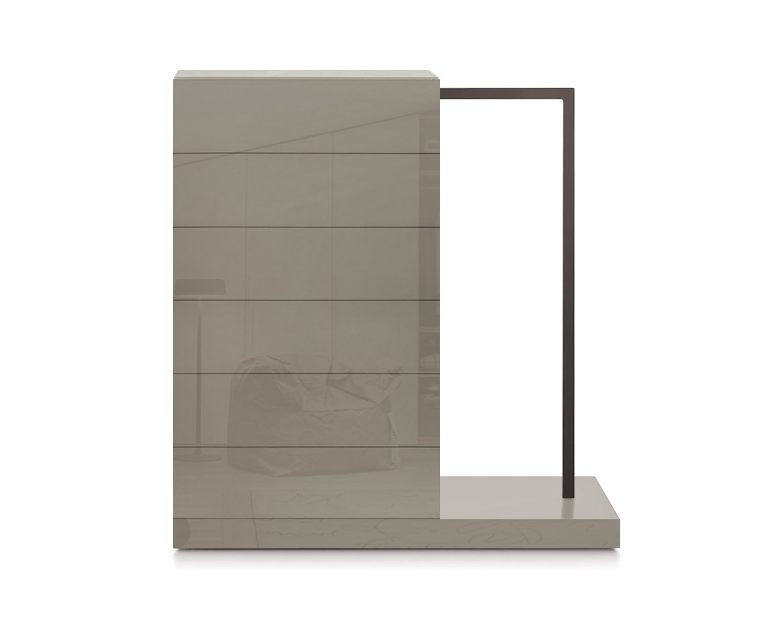 Novamobili Commode haute Easy6 + penderie à droite L64cm brillant sable433 Novamobili Commode haute Easy6 + penderie à droite L64cm brillant sable433