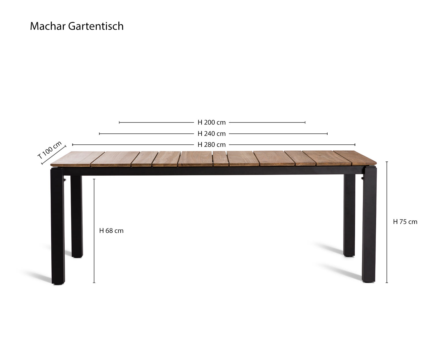 Robuste table de jardin design Machar de Oasiq Dimensions Croquis Dimensions Robuste table de jardin design Machar de Oasiq Dimensions Croquis Dimensions