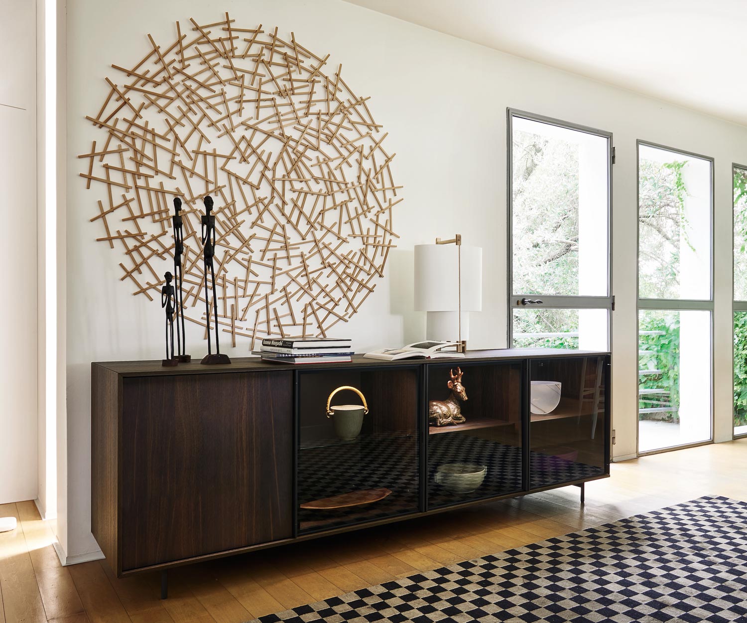 Exclusief Livitalia Glas design dressoir Scrigno in bruine eik Exclusief Livitalia Glas design dressoir Scrigno in bruine eik