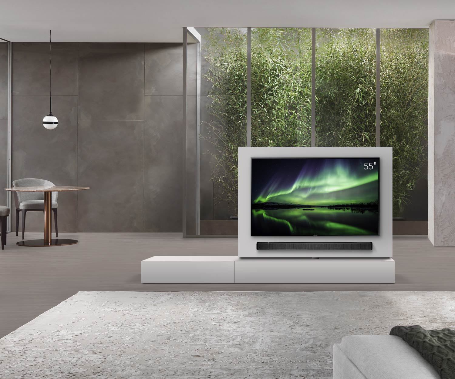 Livitalia Roto Design Lowboard Séparation de pièce avec panneau TV pivotant L150 65 H25 P47 ArticoM B90li oBox Livitalia Roto Design Lowboard Séparation de pièce avec panneau TV pivotant L150 65 H25 P47 ArticoM B90li oBox