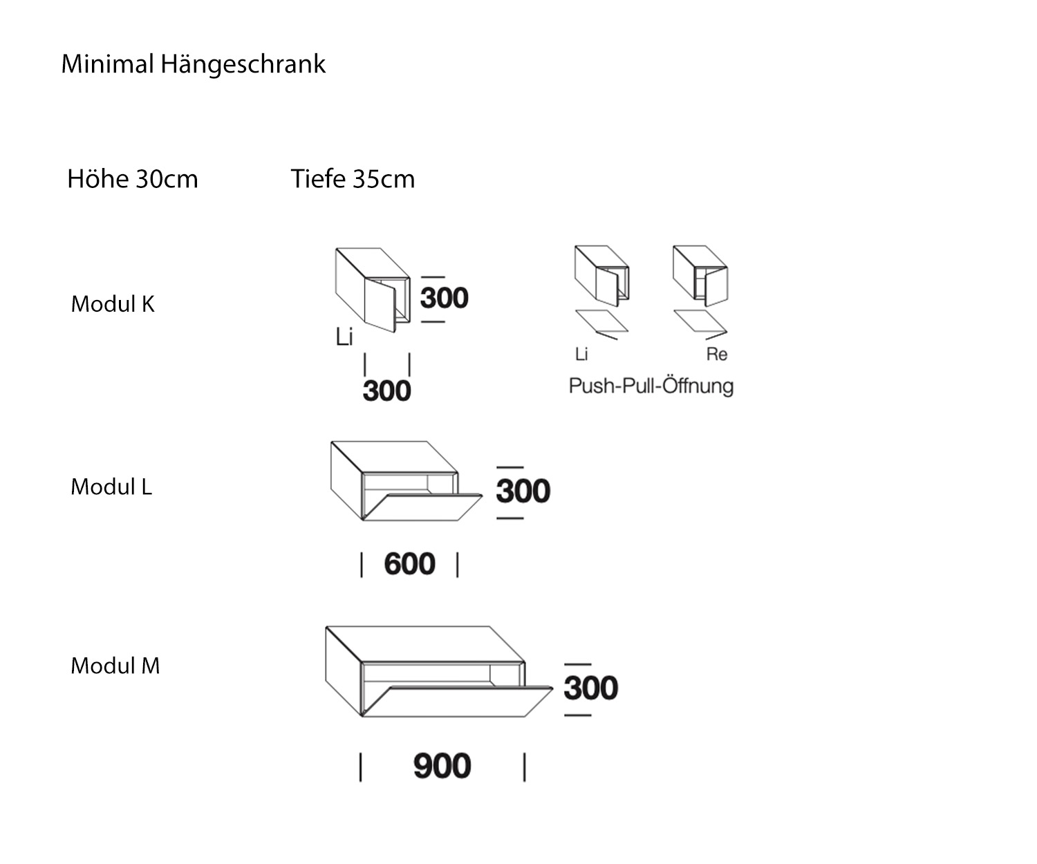 Armoire suspendue Minimal variantes fermées cm Données Armoire suspendue Minimal variantes fermées cm Données
