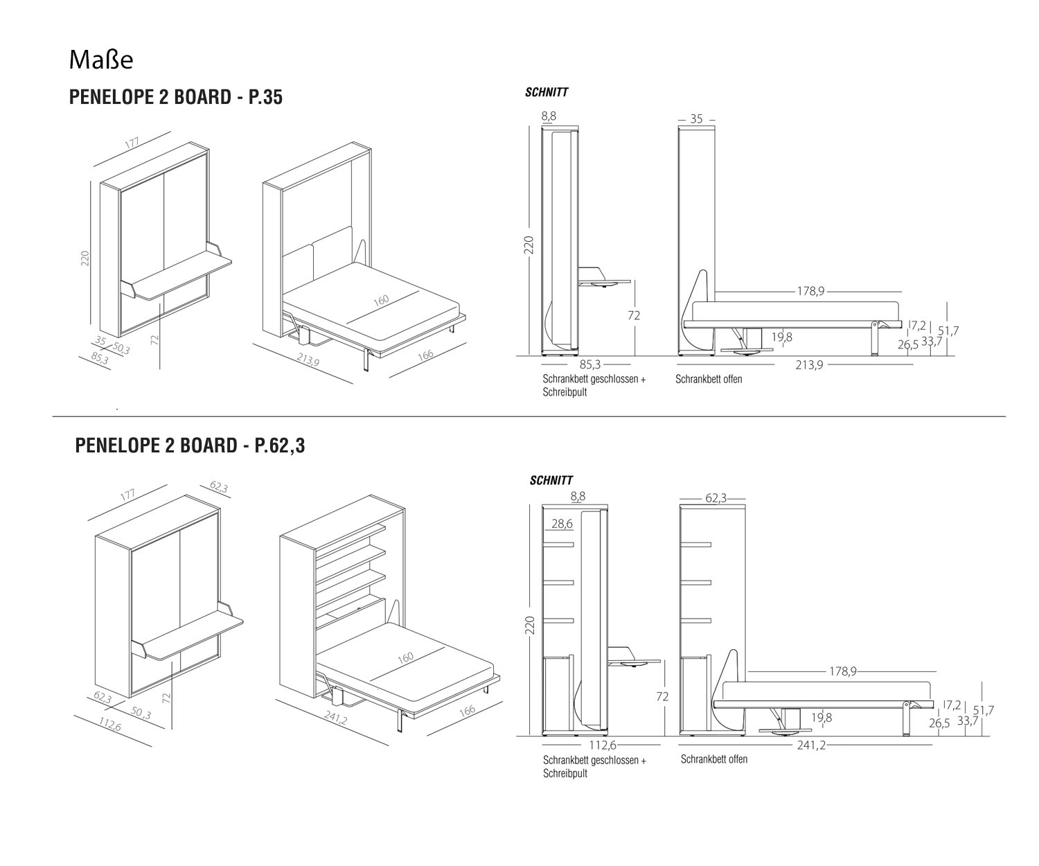 Design kledingkastbed Penelope 2 maatschets Design kledingkastbed Penelope 2 maatschets