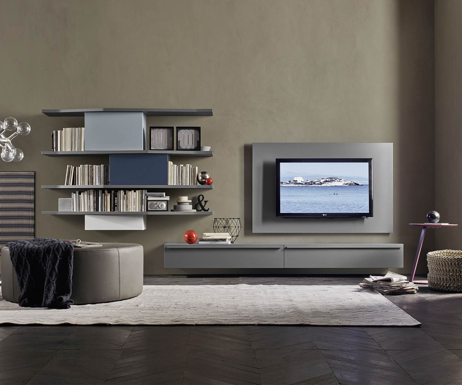Exclusief Livitalia Design wandmeubel C61 met TV-wandpaneel Exclusief Livitalia Design wandmeubel C61 met TV-wandpaneel