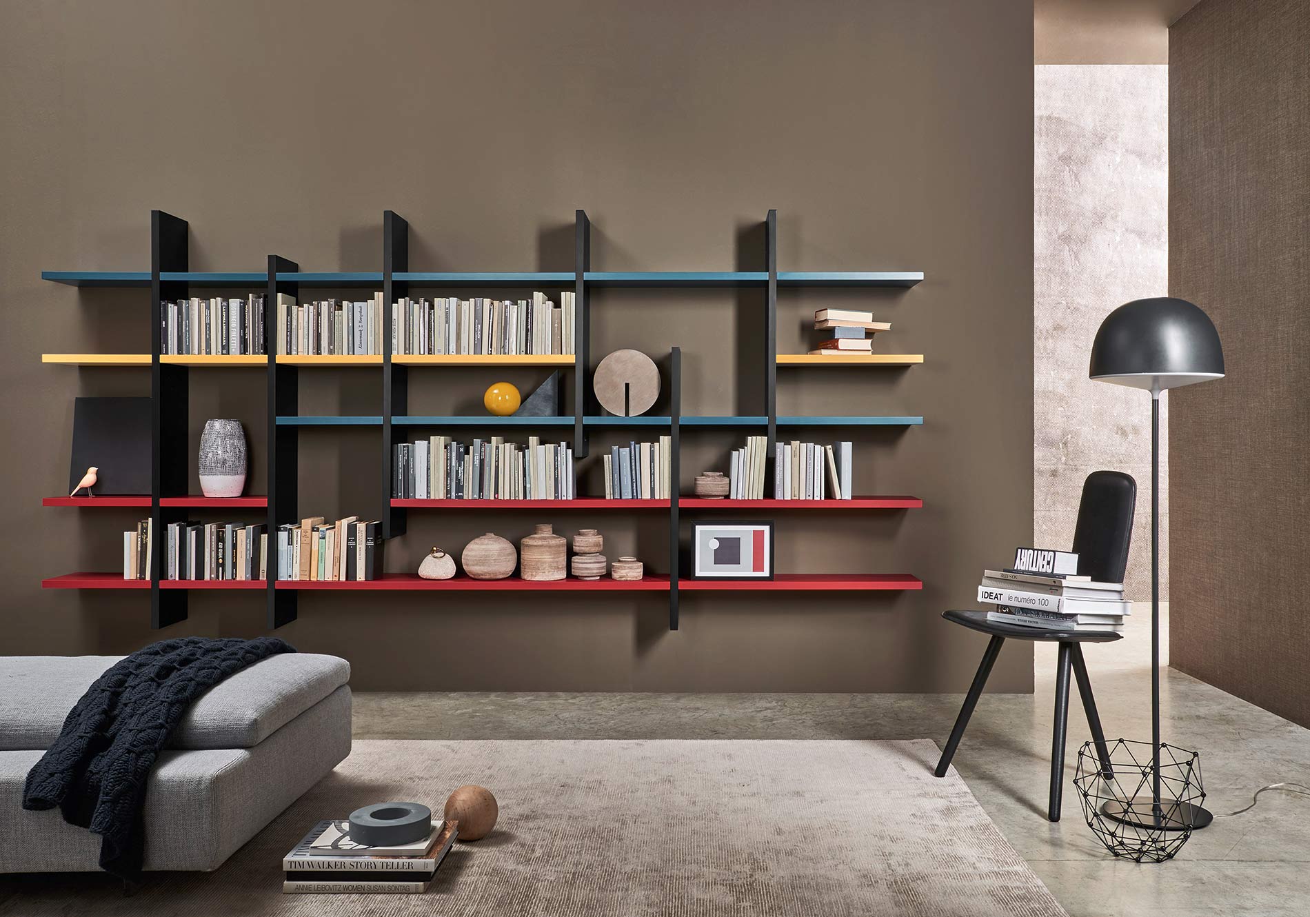 Kleurrijke design wandboekenkast