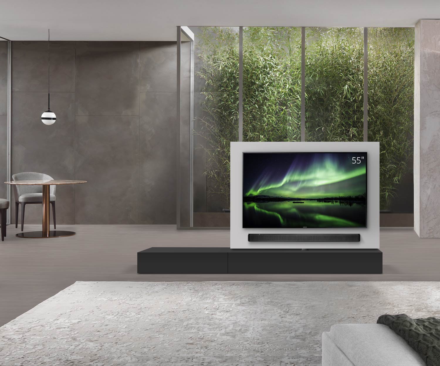 Livitalia Roto Design Lowboard Séparation de pièce avec panneau TV pivotant L150 65 H25 P47 NeroM B90li oBox Livitalia Roto Design Lowboard Séparation de pièce avec panneau TV pivotant L150 65 H25 P47 NeroM B90li oBox