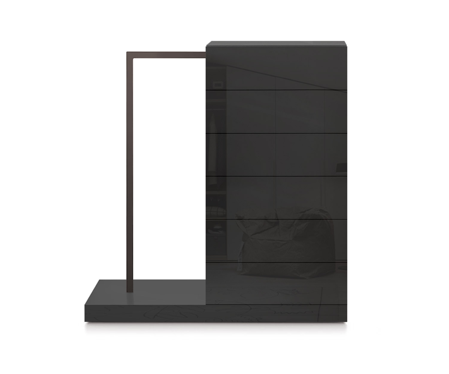 Novamobili Commode haute Easy6 + penderie à gauche L54cm noir brillant418 Novamobili Commode haute Easy6 + penderie à gauche L54cm noir brillant418