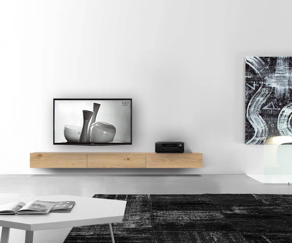 Livitalia Bois Design Lowboard Configurateur mural 270 cm 24 cm 46 cm Chêne clair Livitalia Bois Design Lowboard Configurateur mural 270 cm 24 cm 46 cm Chêne clair
