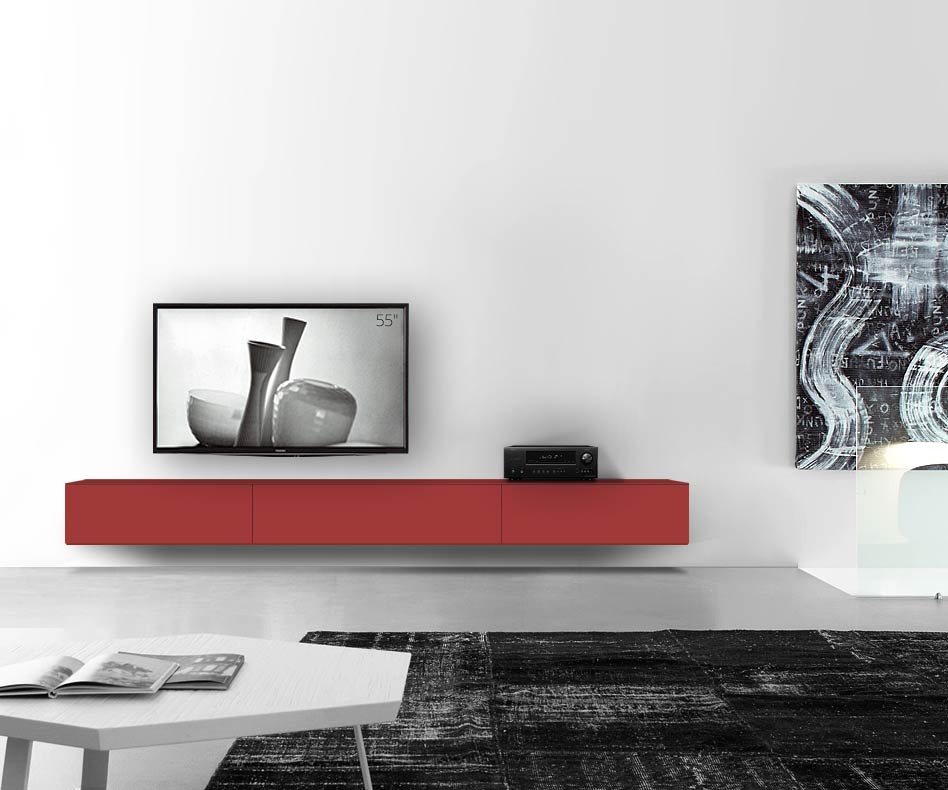 /Design Lowboard mur L300 H33 5 rouge mat /Design Lowboard mur L300 H33 5 rouge mat