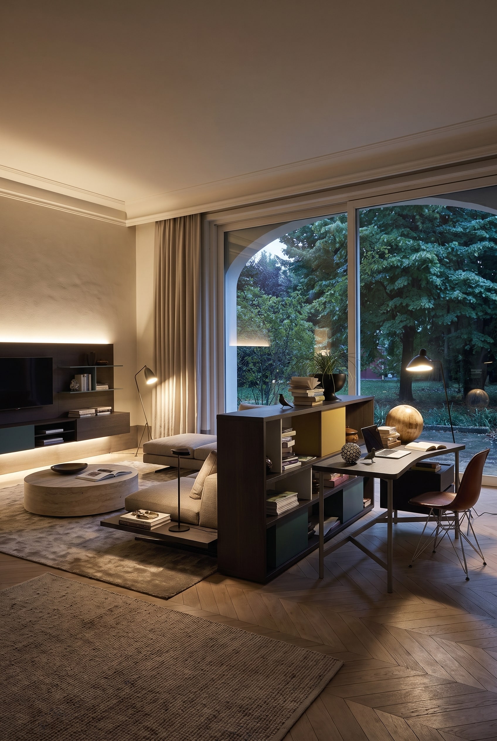 Modernes Home-Office Raumtrenner-Regal