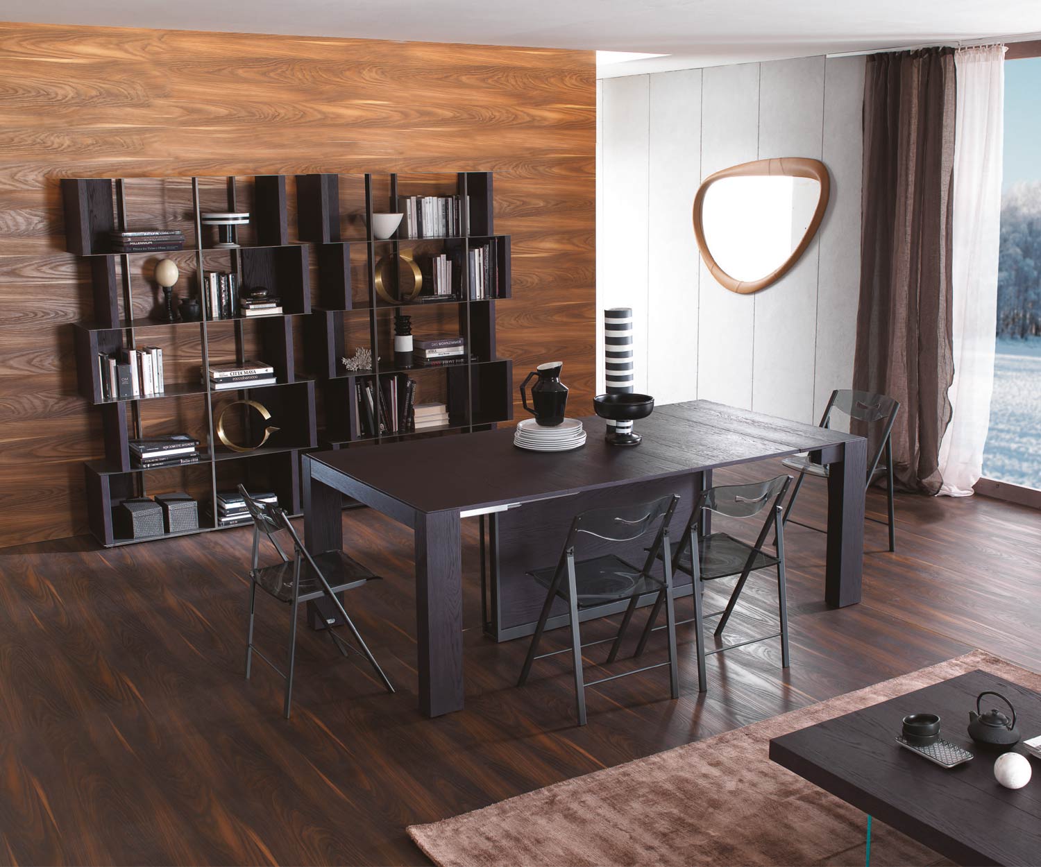 Table de salle à manger à rallonges de 330 cm en chêne brun Table de salle à manger à rallonges de 330 cm en chêne brun