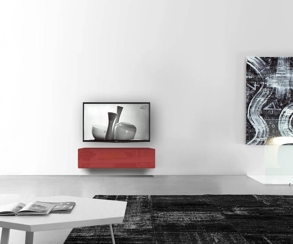 /Design lowboard wand B120 H33 5 hoogglans rood /Design lowboard wand B120 H33 5 hoogglans rood