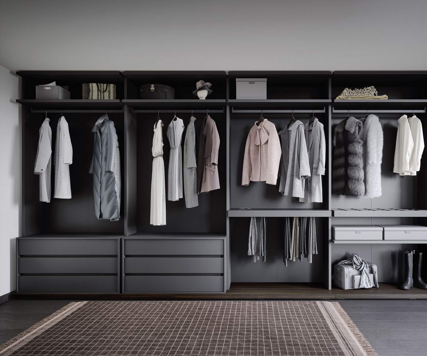 Design Dressing Armoire gris foncé mat Novamobili Benn Design Dressing Armoire gris foncé mat Novamobili Benn