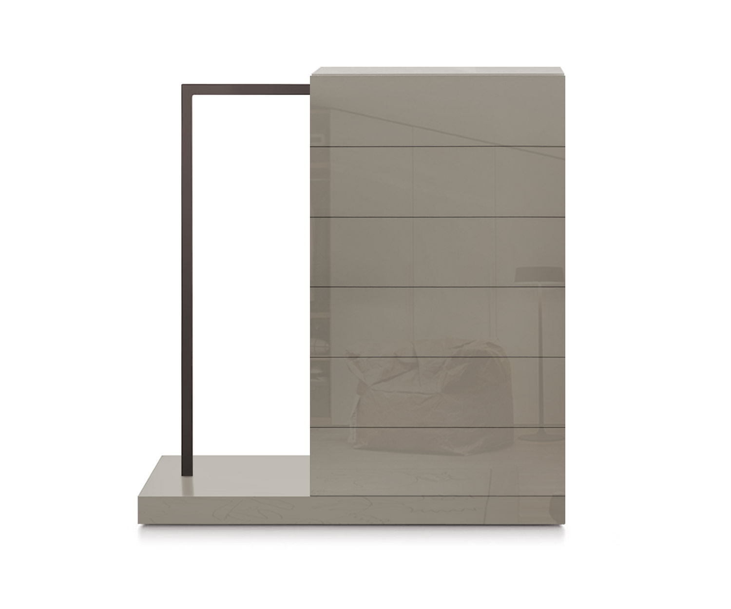 Novamobili Easy6 hoge ladekast + kleerkast links B64cm glanzend zand433