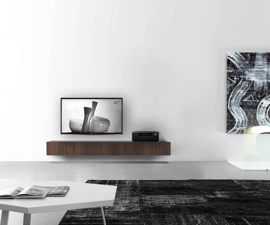 Livitalia Houten design lowboard configurator wand 210 cm 24 cm 56 cm bruin eiken Livitalia Houten design lowboard configurator wand 210 cm 24 cm 56 cm bruin eiken