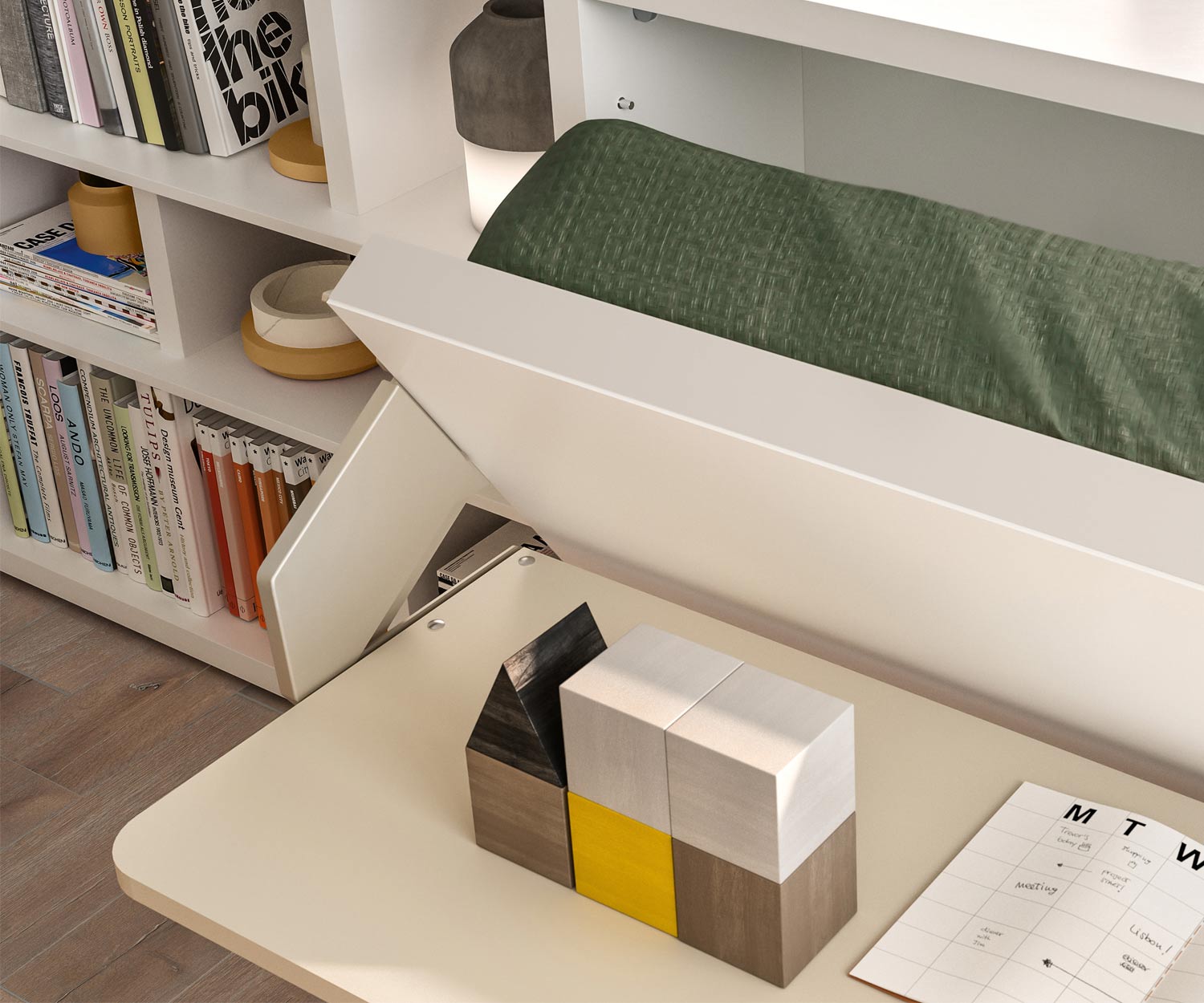 Exclusief Clei Kali 90/120 Board Design Murphy bed met bureau