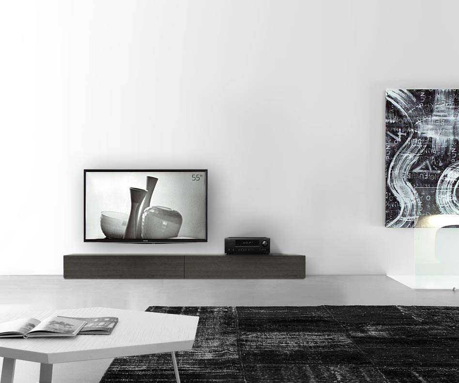 Livitalia Houten design lowboard configurator vloer 240 cm 24 cm 56 cm grijs eiken Livitalia Houten design lowboard configurator vloer 240 cm 24 cm 56 cm grijs eiken