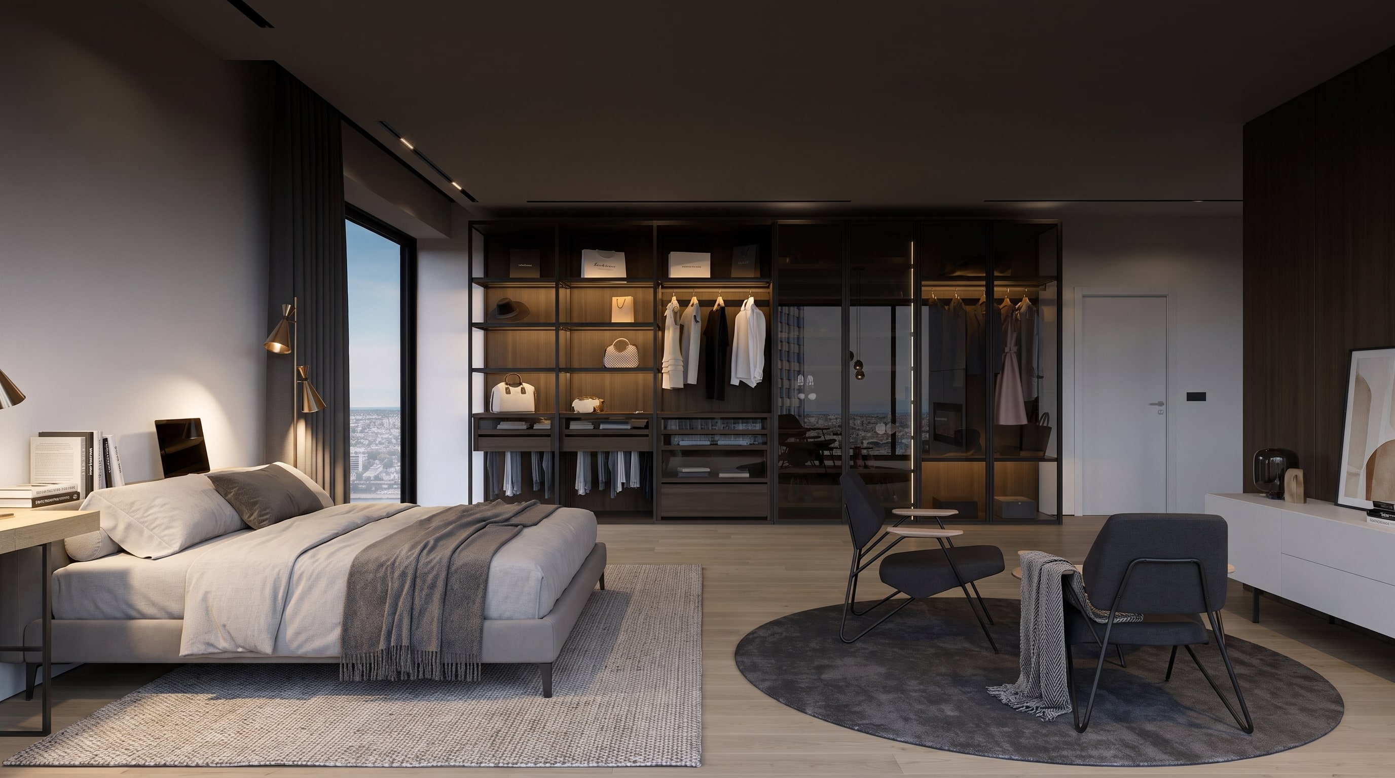 Aménager un dressing: Verre et accents lumineux pour une boutique privée