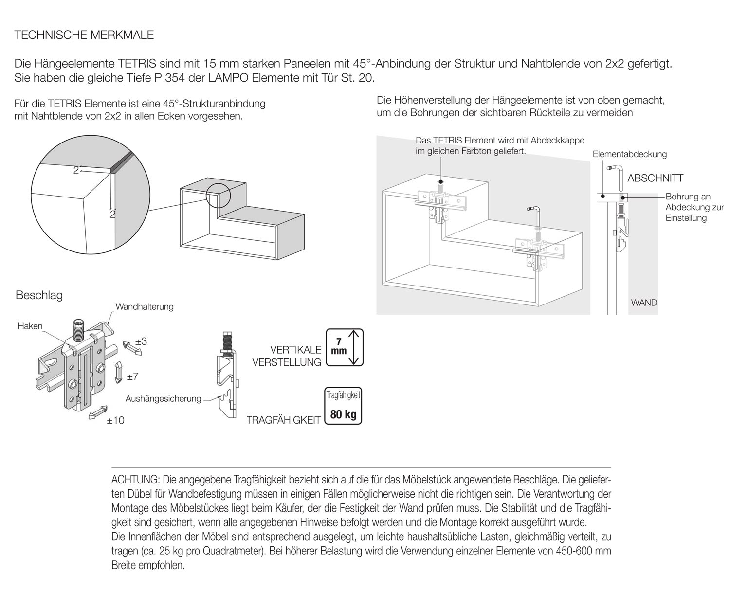 Livitalia Modules muraux Tretis Ferrures Instructions pour l'accrochage Livitalia Modules muraux Tretis Ferrures Instructions pour l'accrochage