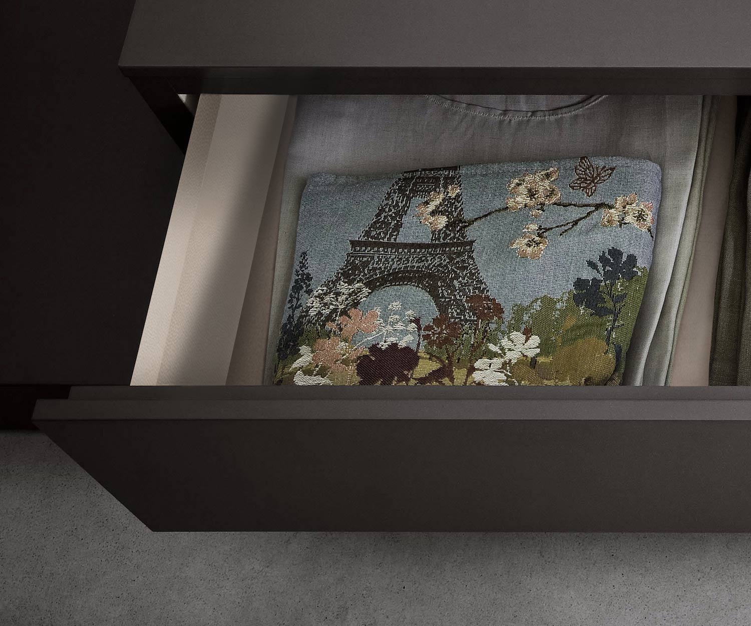 Table de nuit design Easy 1 tiroir en détail Tiroirs Couleur intérieure Table de nuit design Easy 1 tiroir en détail Tiroirs Couleur intérieure