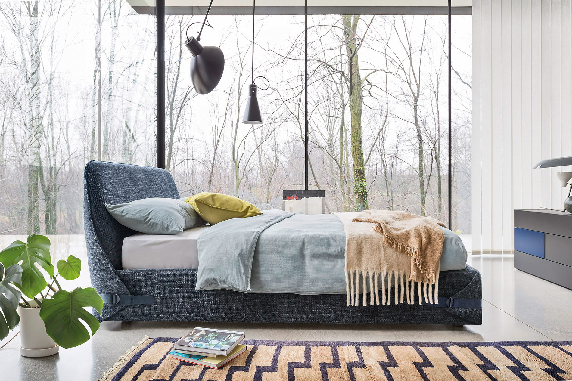 Licht design slaapkamer met bed