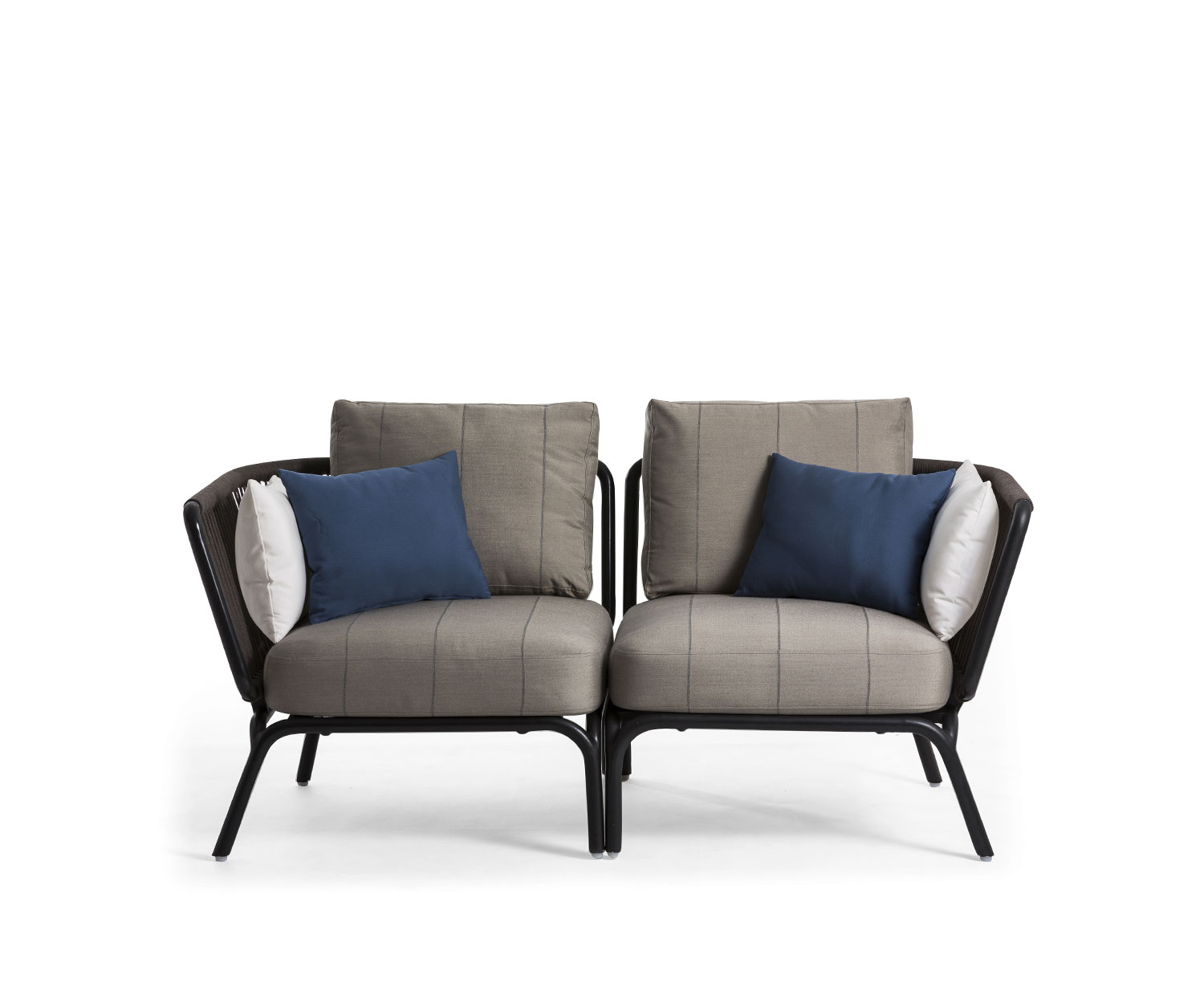 Oasiq Yland Banc d'angle Canapé design avec structure en aluminium gris foncé et revêtement rembourré gris Oasiq Yland Banc d'angle Canapé design avec structure en aluminium gris foncé et revêtement rembourré gris