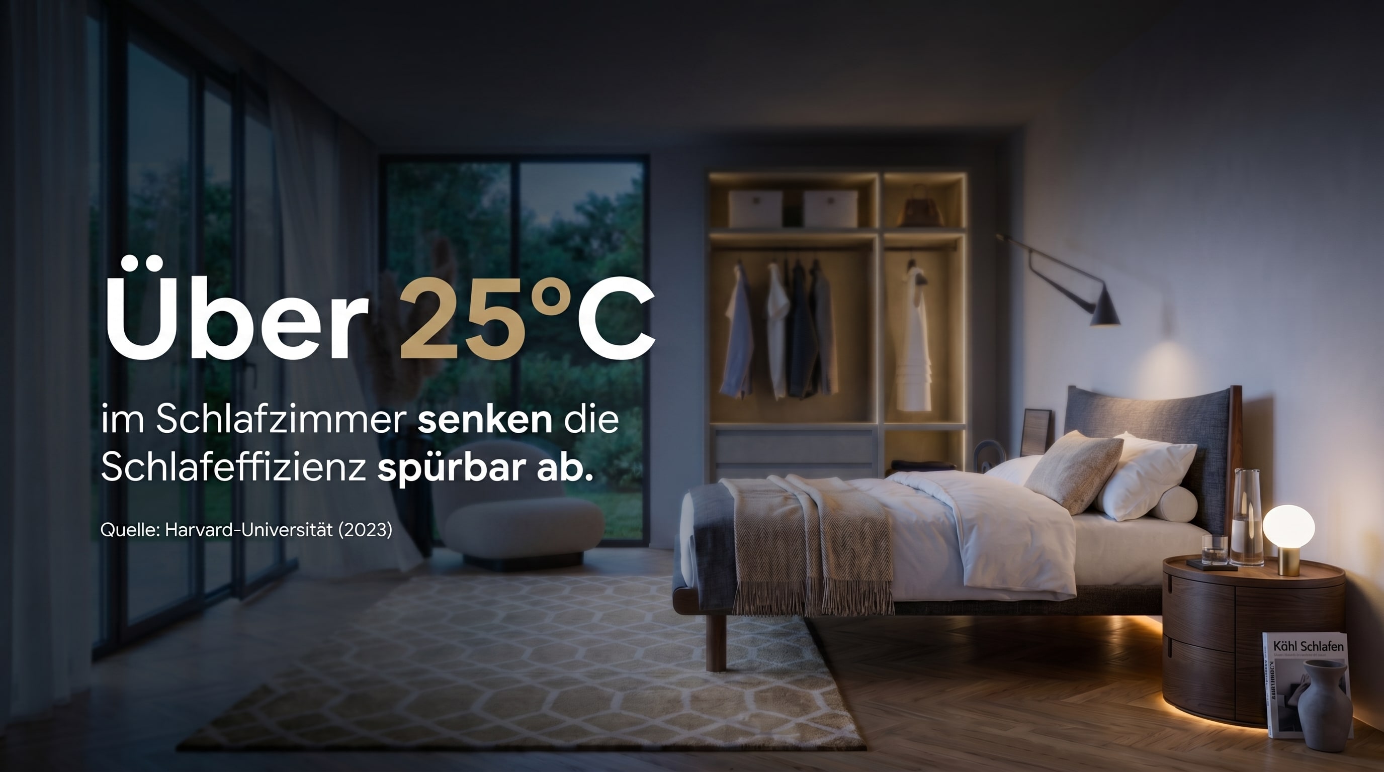 5 &agrave; 10 % &ndash; Au-del&agrave; de 25 degr&eacute;s dans la chambre, l'efficacit&eacute; du sommeil diminue sensiblement.