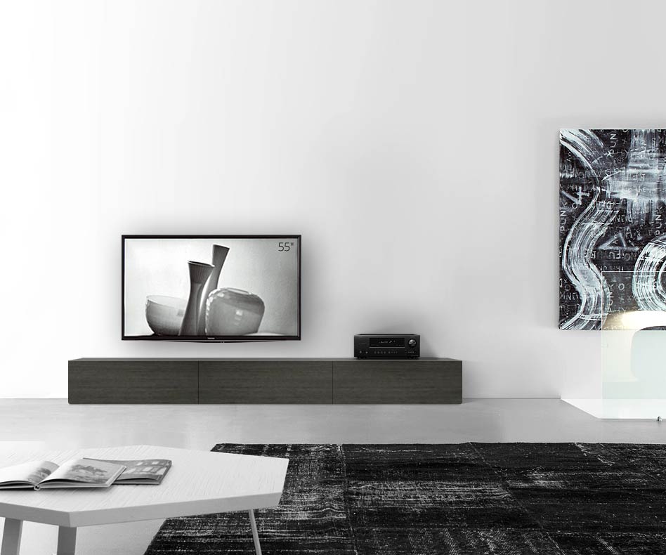 Livitalia Houten design lowboard configurator vloer 270 cm 32 cm 56 cm grijs eiken