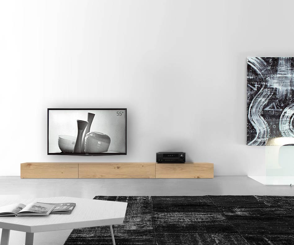 Livitalia Wood design lowboard configurator vloer 300 cm 24 cm 46 cm licht eiken Livitalia Wood design lowboard configurator vloer 300 cm 24 cm 46 cm licht eiken