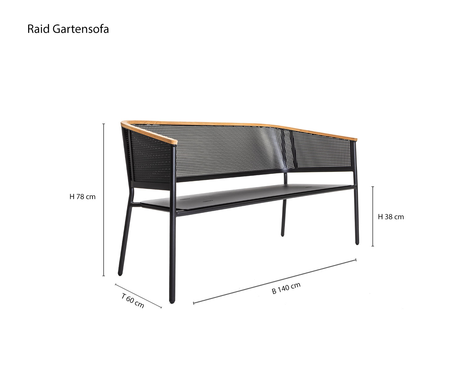 Tuinbank van Oasiq Riad Schets Maten Afmetingen Tuinbank van Oasiq Riad Schets Maten Afmetingen