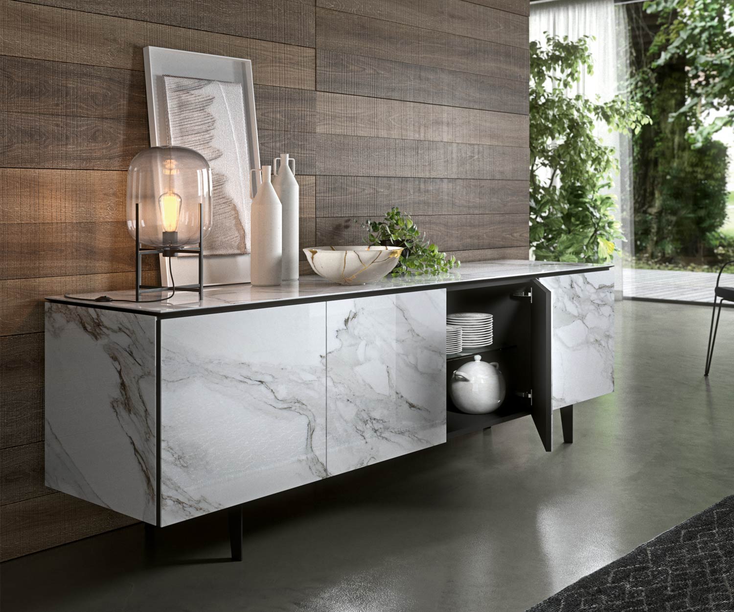 Buffet design de haute qualité sur pieds 210 cm Buffet design de haute qualité sur pieds 210 cm