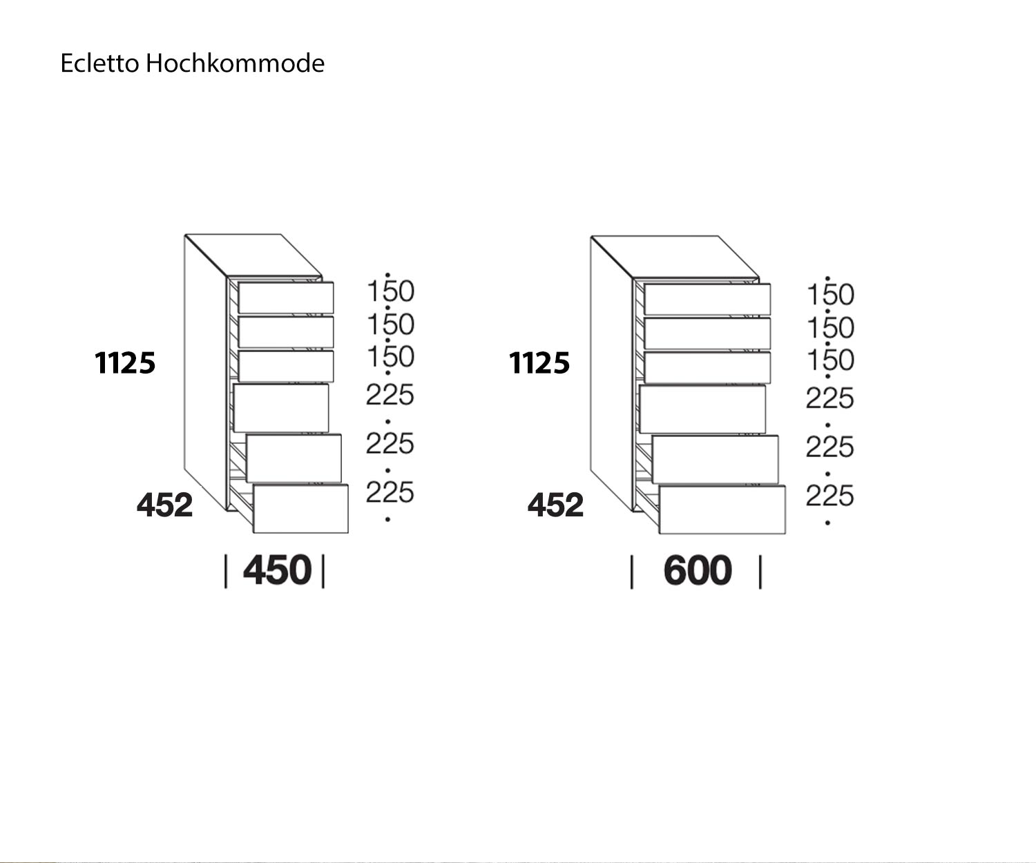 Hoge ladekast Livitalia Schets Afmetingen Maten Hoge ladekast Livitalia Schets Afmetingen Maten